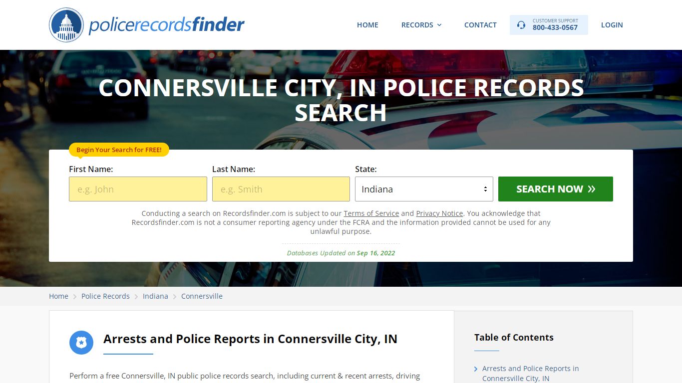 CONNERSVILLE CITY, IN POLICE RECORDS SEARCH - RecordsFinder