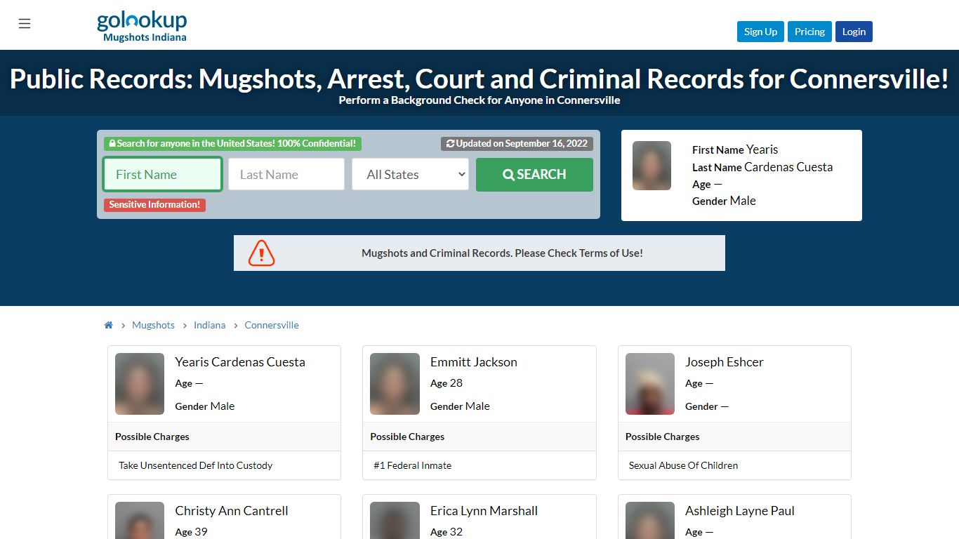 Mugshots Connersville, Arrest Records Connersville - GoLookUp